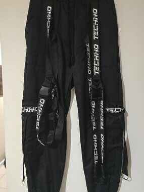 Rave Wonderland Dusk Till Dawn Techno Rave Pants Cargo Joggers Black S